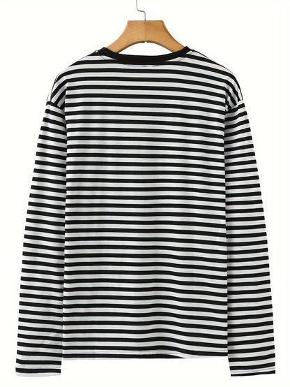 Striped long-sleeve crew-neck shirt for women and men