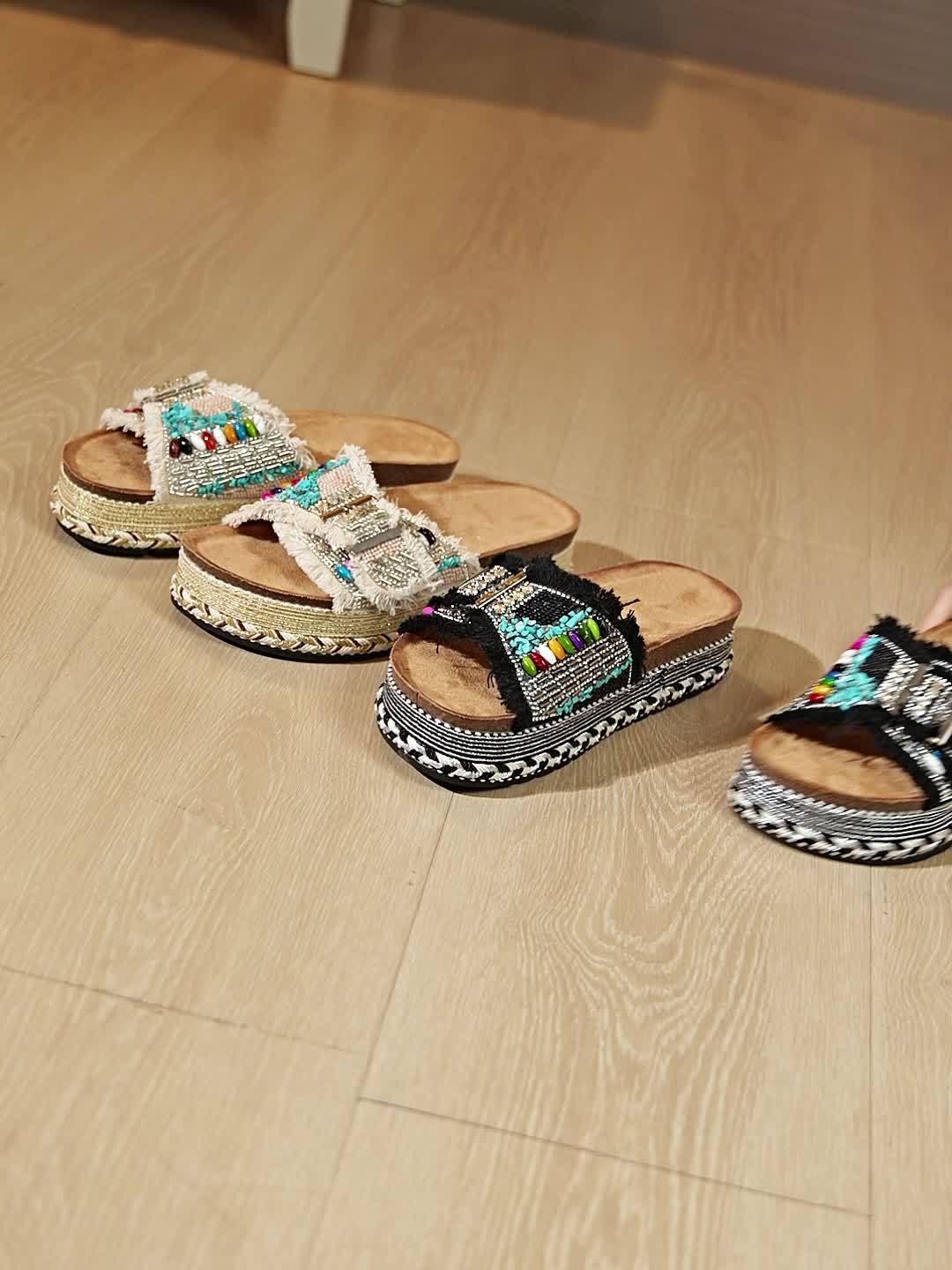 Women's Boho Platform Sandals for Summer – Comfortable Fashionable Casual Shoes with Embroidery for Beach & Vacation