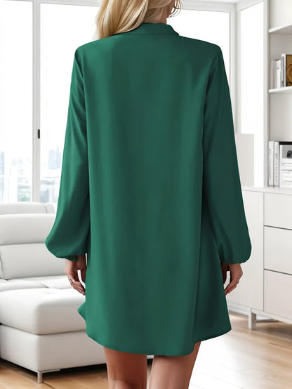 Damen Freizeitkleid mit Knopfleiste, A-Linien Schnitt, V-Ausschnitt, eleganter Alltagsstil