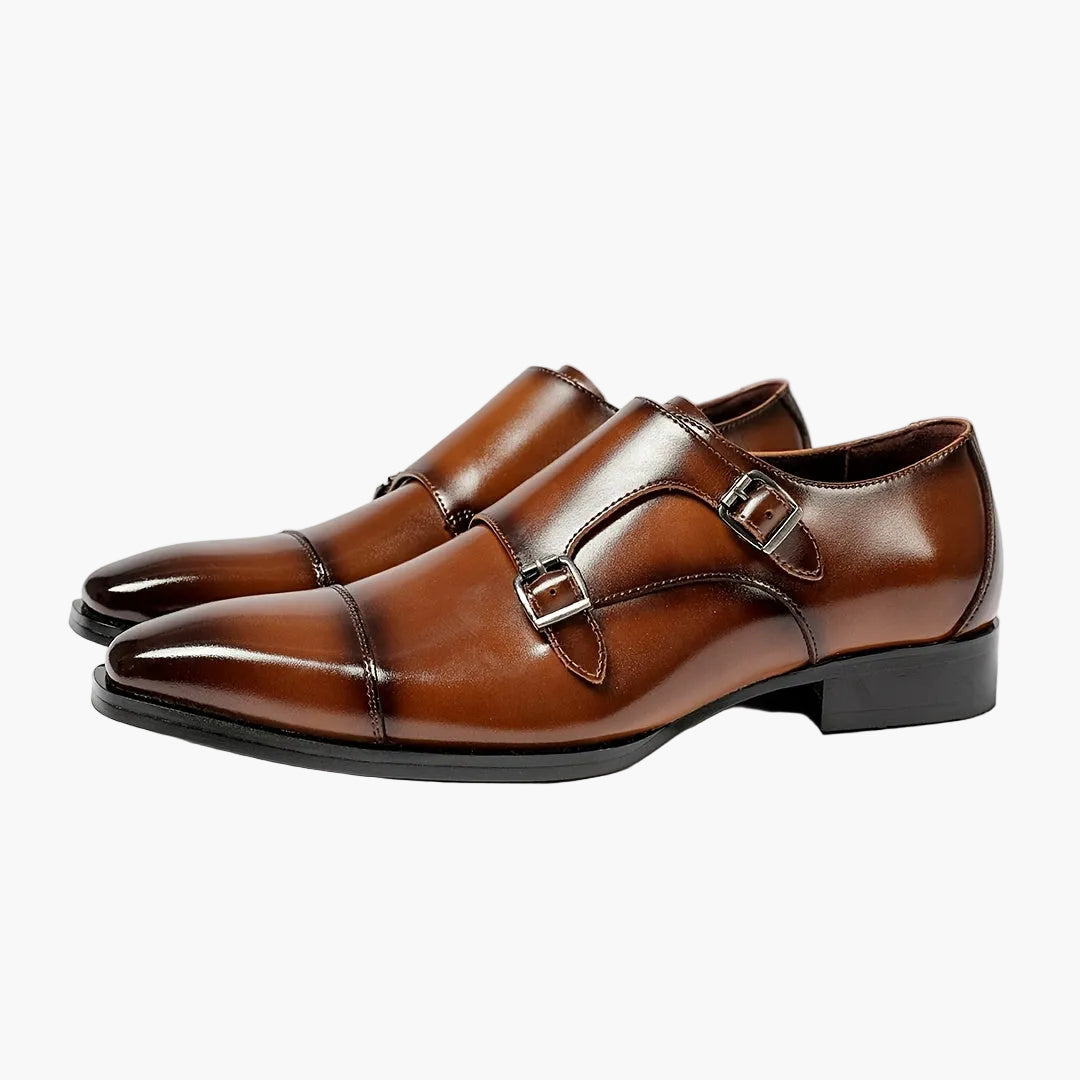 Men's Double Buckle Business Loafers – Elegant Dress Shoes for Everyday & Office Use