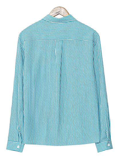 Men's Casual Shirt with Stripes – Stylish Regular Fit Business & Beach Shirt