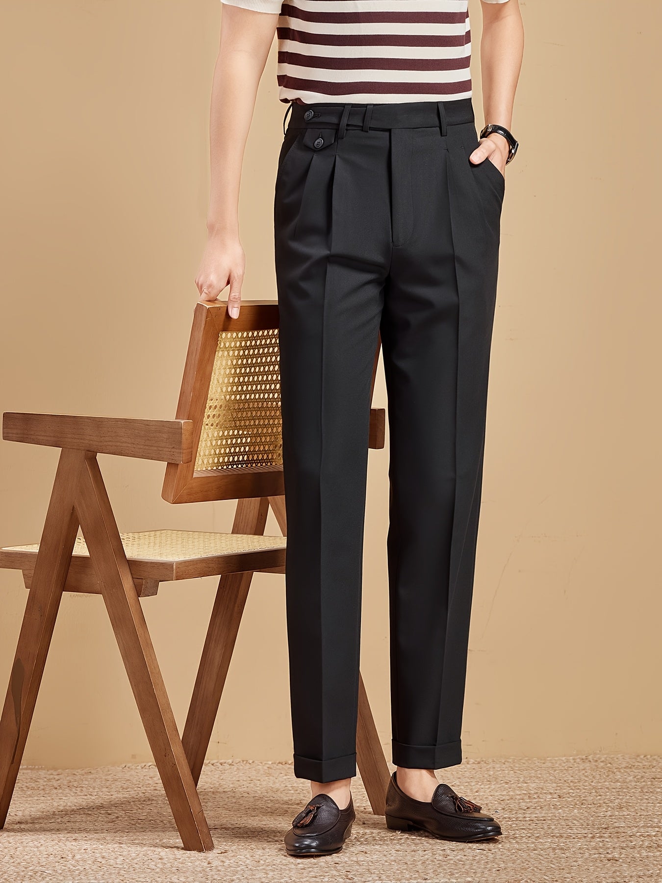 Men's Business Trousers with Front Pleat – Modern, Elegant Design for Office and Leisure