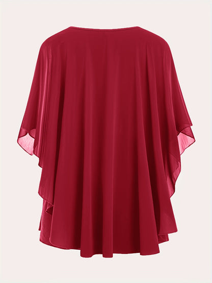 Women's Elegant Flowing Chiffon Cape Top for Going Out – Oversized Style