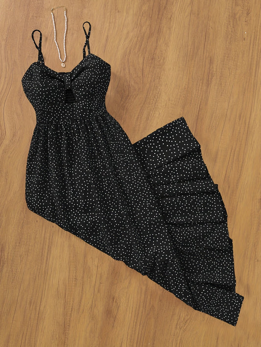 Women's maxi dress with polka dots and ruffles – elegant summer dress in vintage style for special occasions
