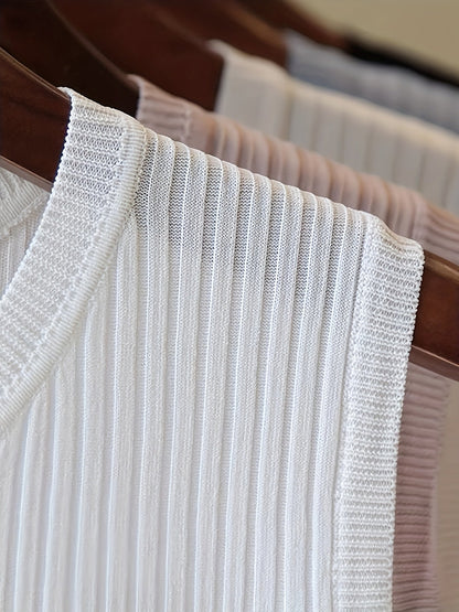Damen Rippstrick ärmelloses Top – Elegantes Basic für Büro & Freizeit
