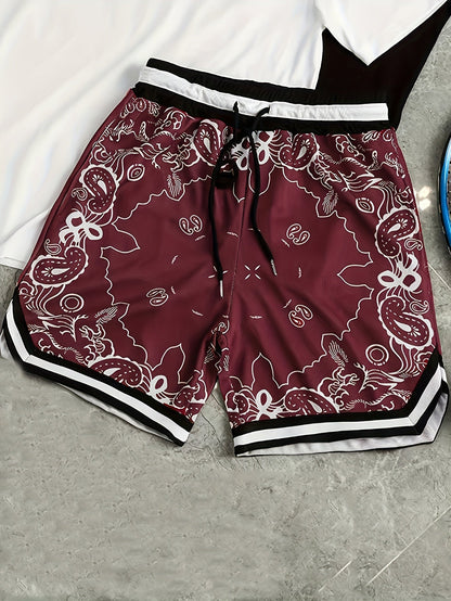 Herren Streetwear Basketball Shorts mit Paisley Print – Sportliche Freizeithose für Alltag & Training