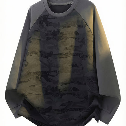 Unisex long-sleeve shirt, camouflage, raglan sleeves, crew neck, casual