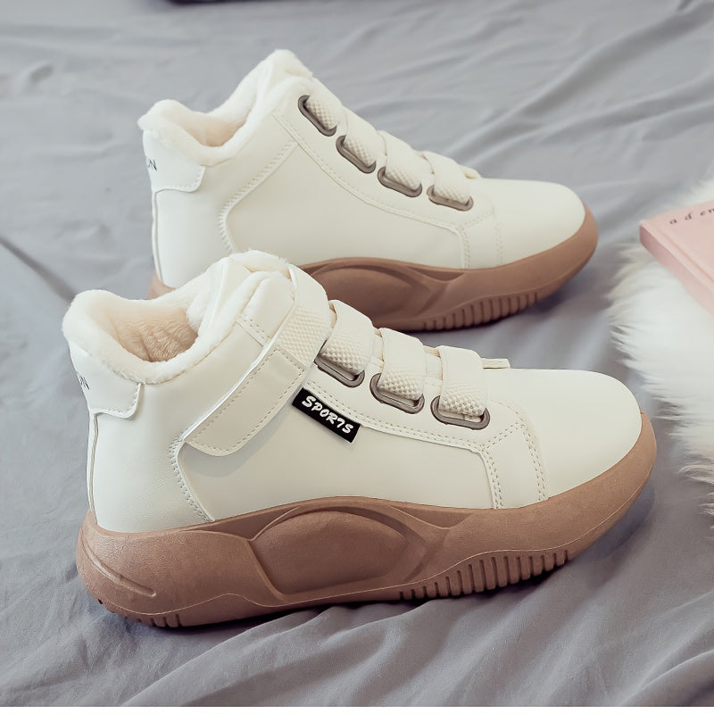 Women's high-top sneakers with hook-and-loop closure and lining