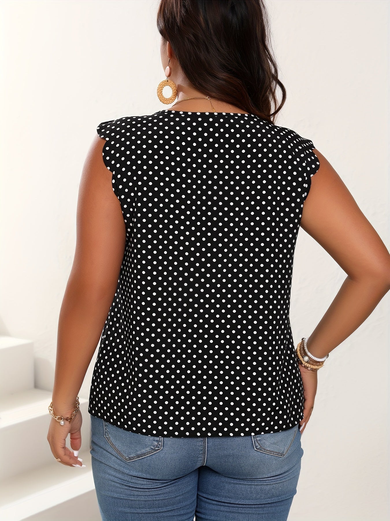 Women's Polka Dot Blouse Elegant Loose Summer Casual Shirt Plus Size