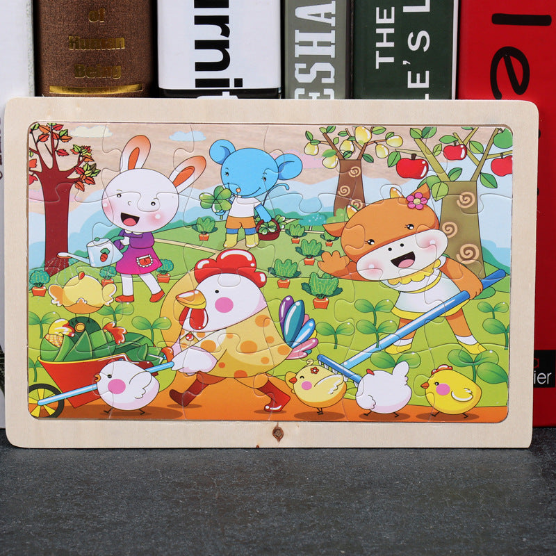 Children's Wooden Puzzle Set – Colorful Educational Toys in Storage Metal Box, from 3 Years, Unisex