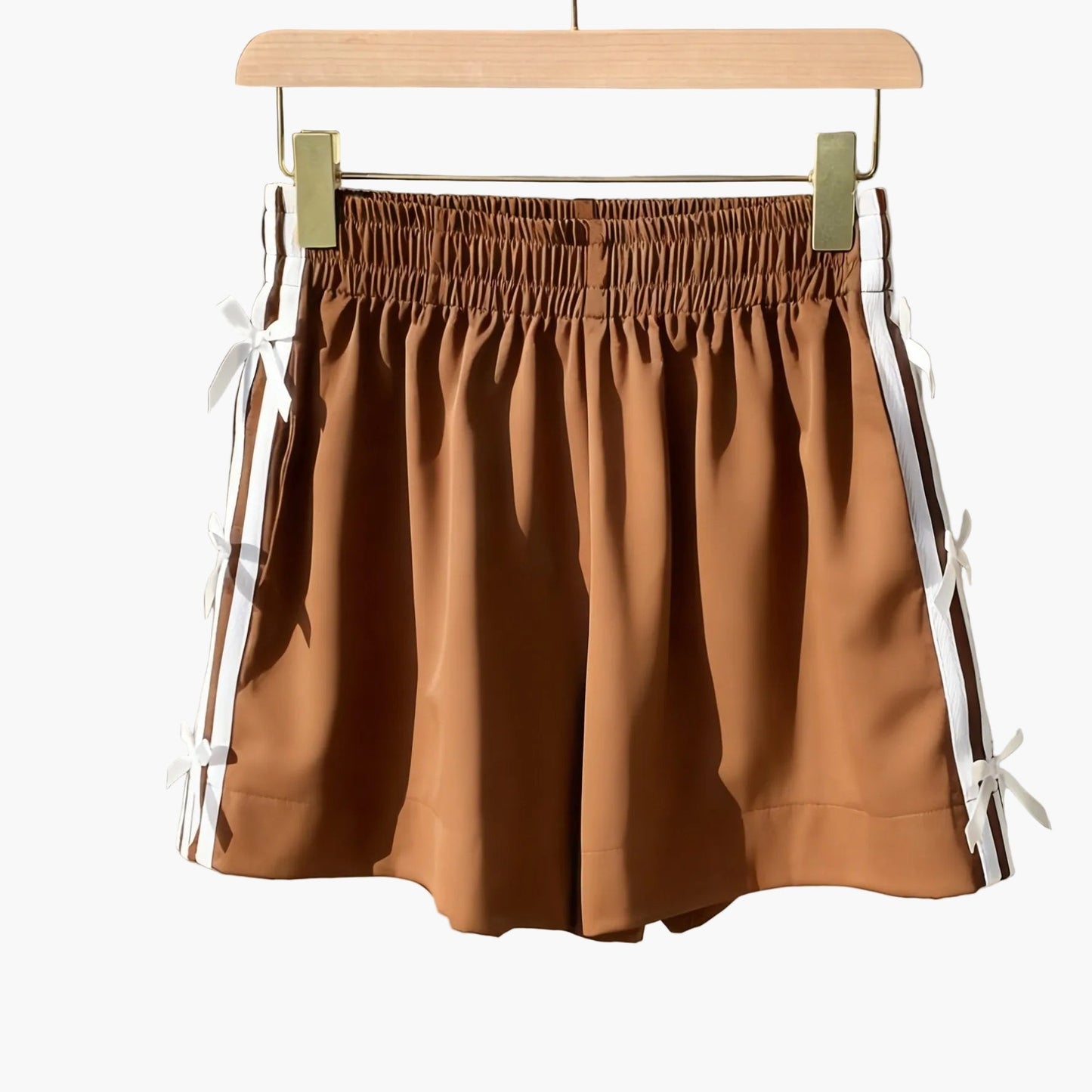 Women's casual shorts with bows and stripes for summer – regular fit, vacation style