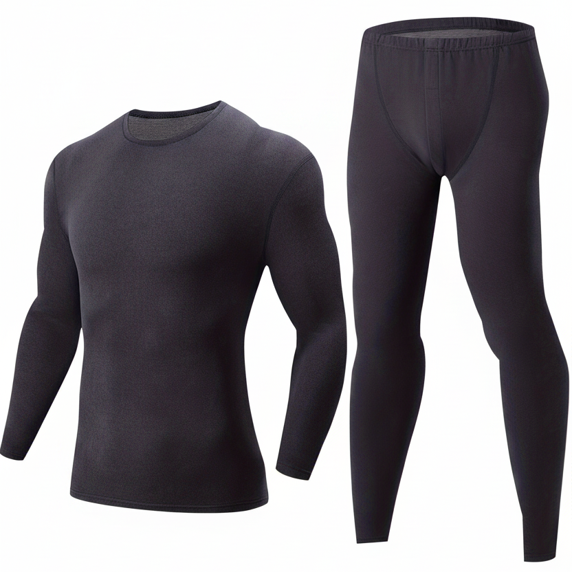 Men's thermal underwear set, long-sleeve shirt & leggings, warm two-piece outfit