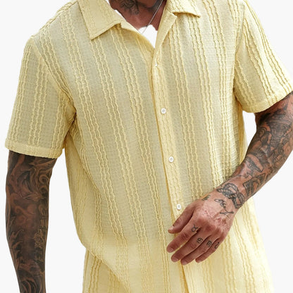 Men's Short-Sleeve Striped Shirt – Modern Summer Shirt for Leisure & Vacation