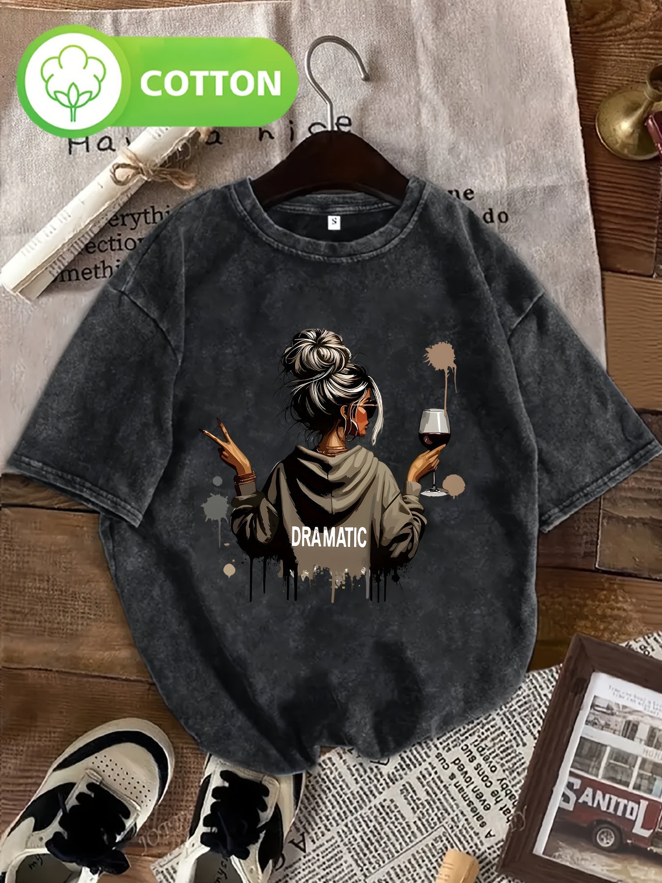 Damen Oversize T-Shirt Dramatic Print Streetstyle – Lässiges Statement-Shirt mit Grafik