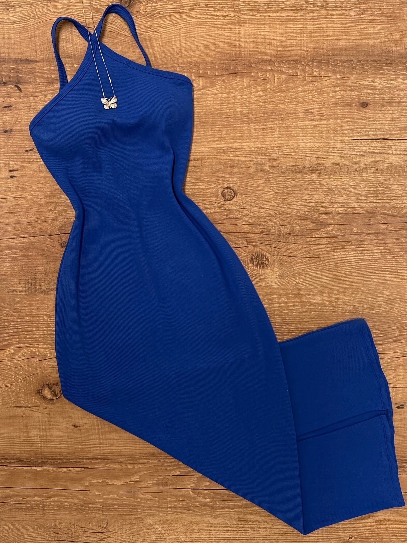 Women's Bodycon Midi Dress with Halterneck and Elegant Summer Style – Figure-Hugging Casual Dress for Everyday & Going Out