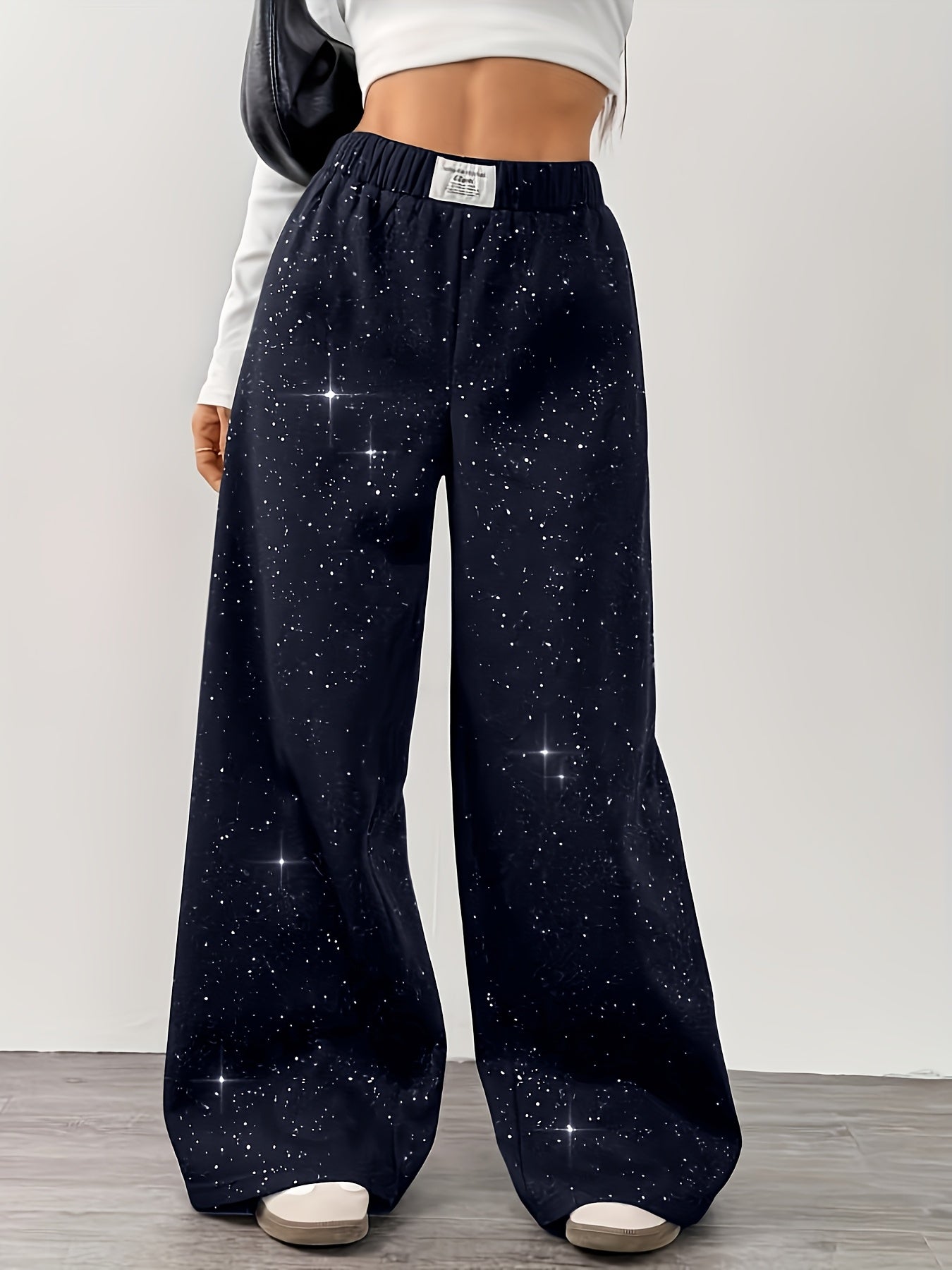 Damen Weite Sternenhimmel Freizeithose für Frühling und Sommer – Lässiger Streetstyle