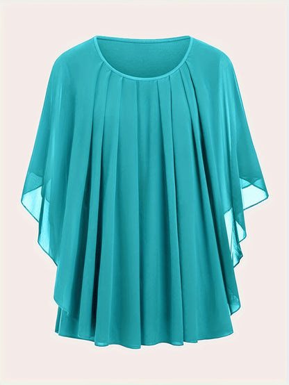 Women's Elegant Flowing Chiffon Cape Top for Going Out – Oversized Style