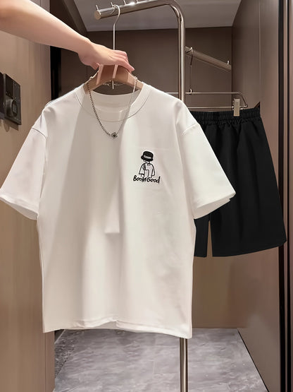 Men's Casual Set with Print – T-Shirt & Shorts, Streetwear Style, Summer Outfit