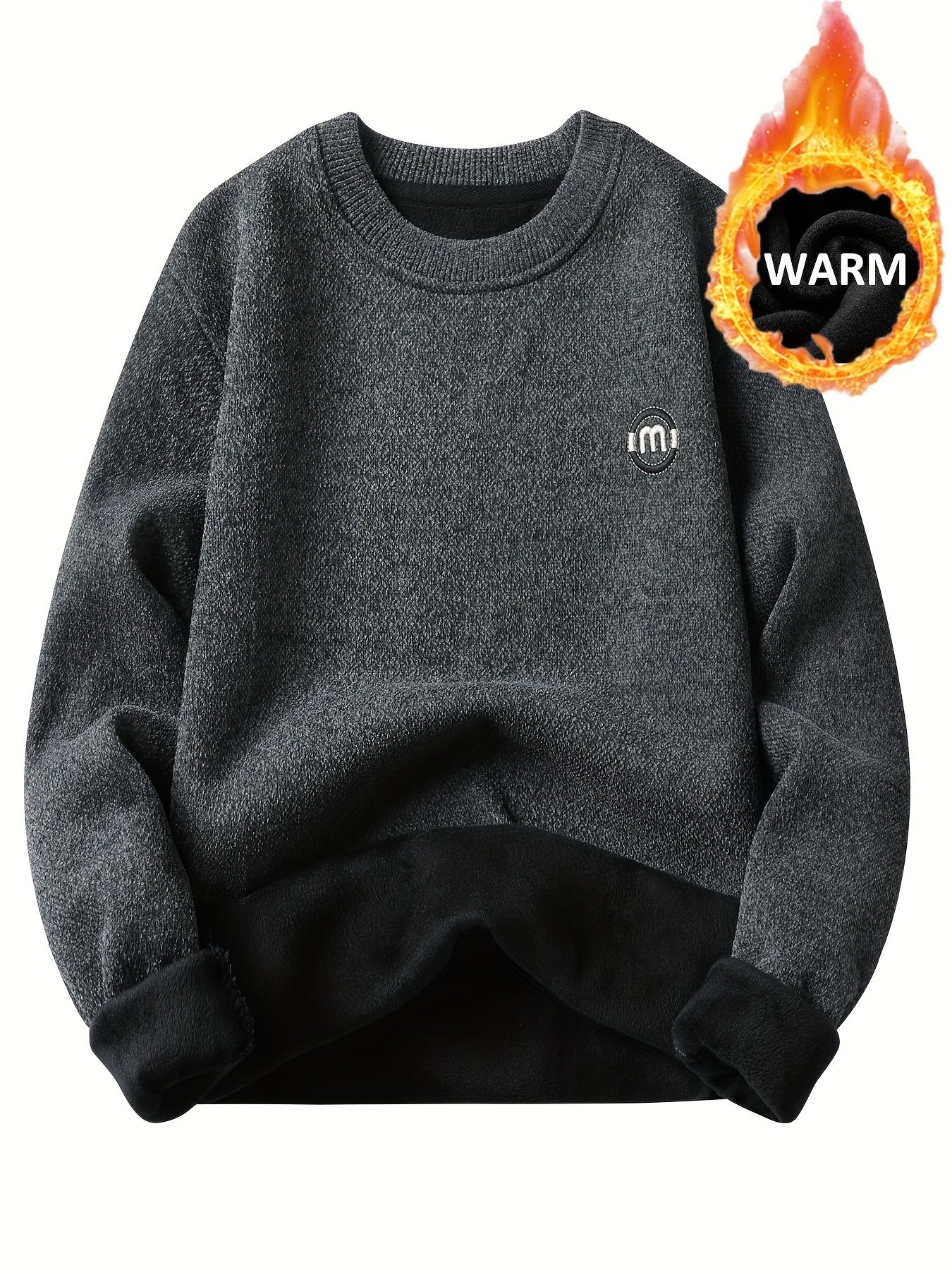 Unisex long-sleeve pullover with a crew neck and ribbed cuffs, lined
