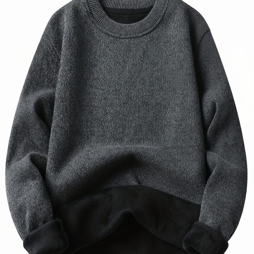Unisex long-sleeve pullover with a crew neck and ribbed cuffs, lined