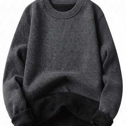 Unisex long-sleeve pullover with a crew neck and ribbed cuffs, lined
