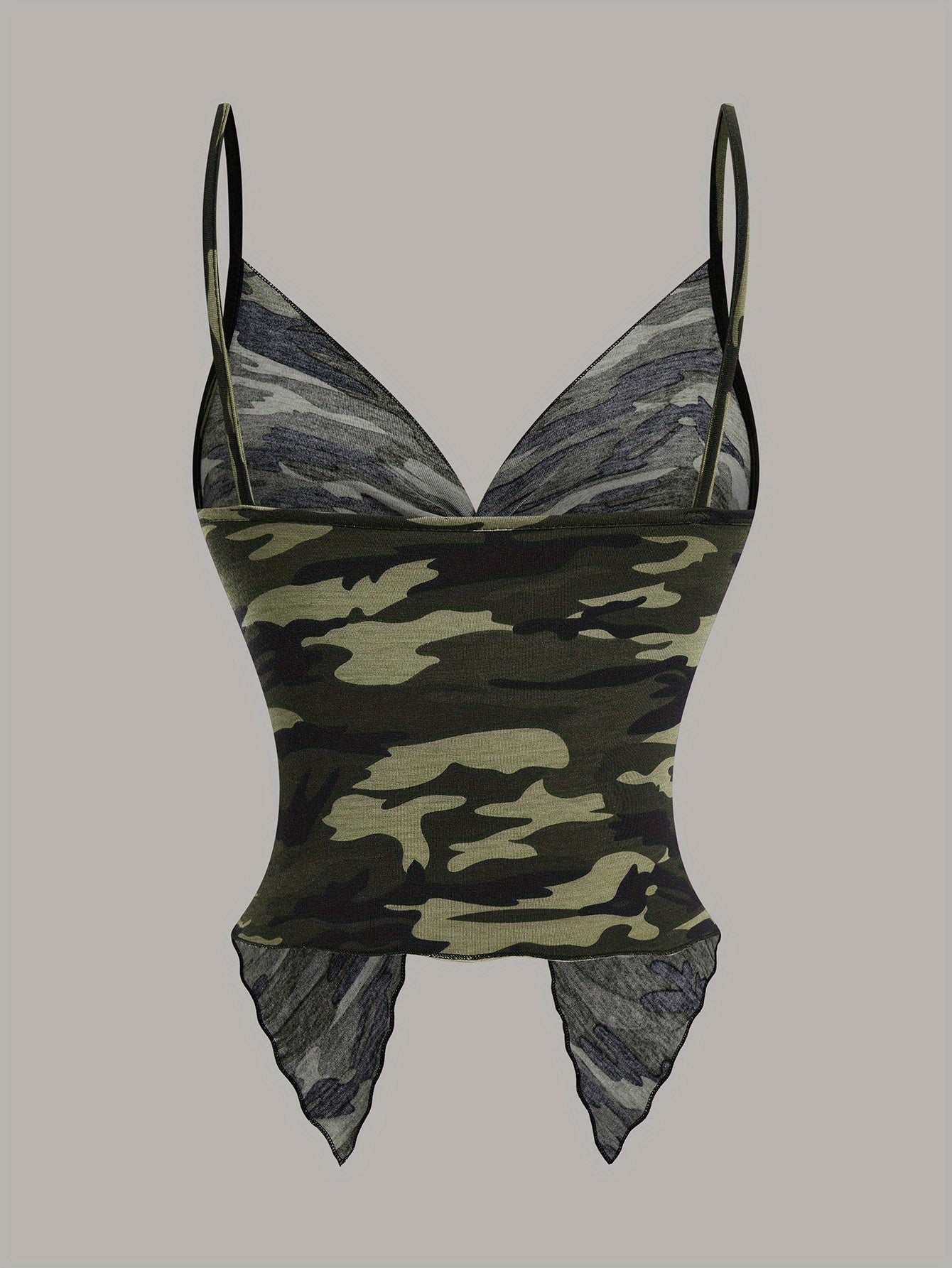 Women's Camouflage Handkerchief Camisole Top for Streetwear and Festivals