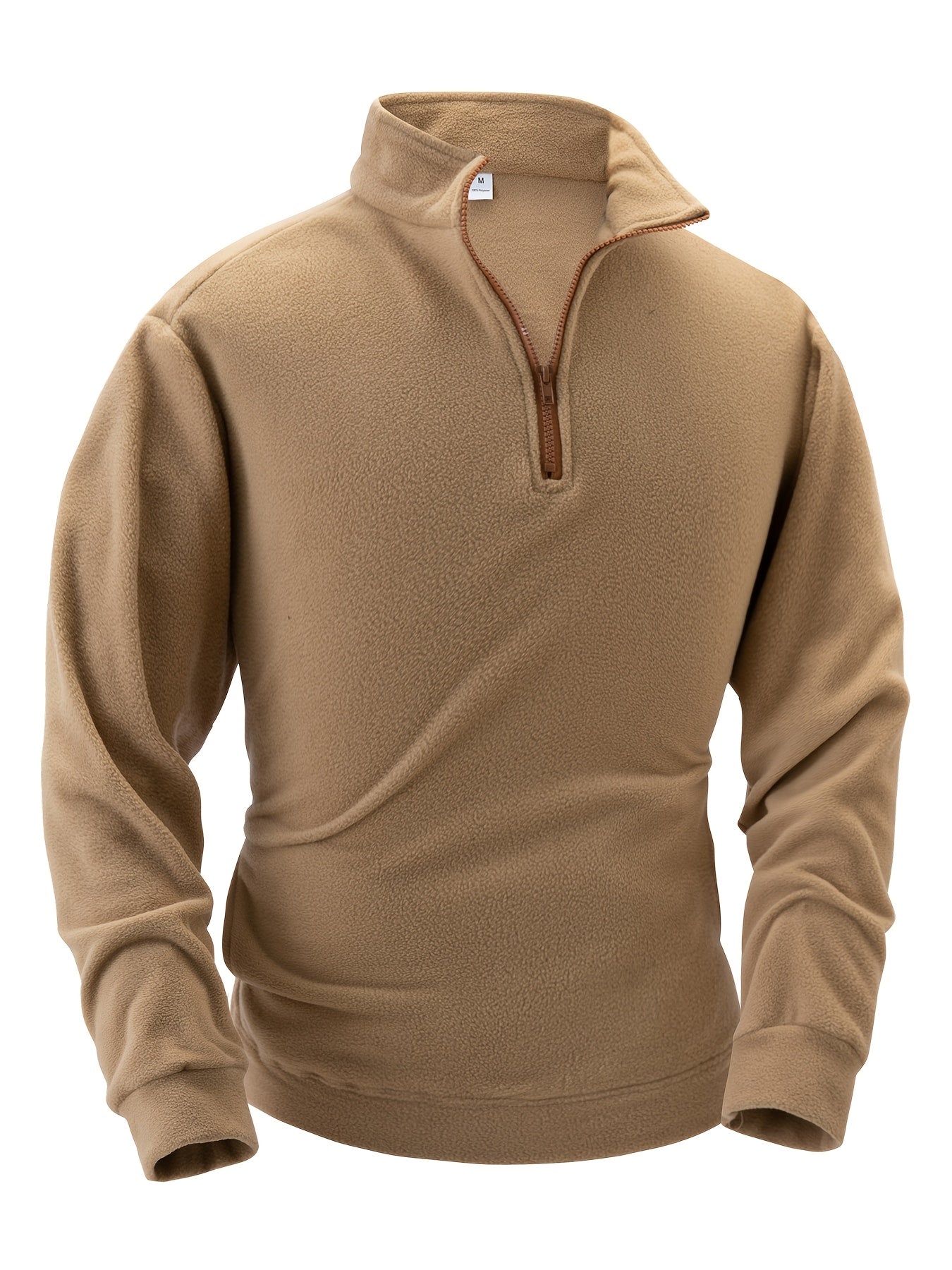 Fleece Pullover Herren Stehkragen Halb-Reißverschluss Langarm