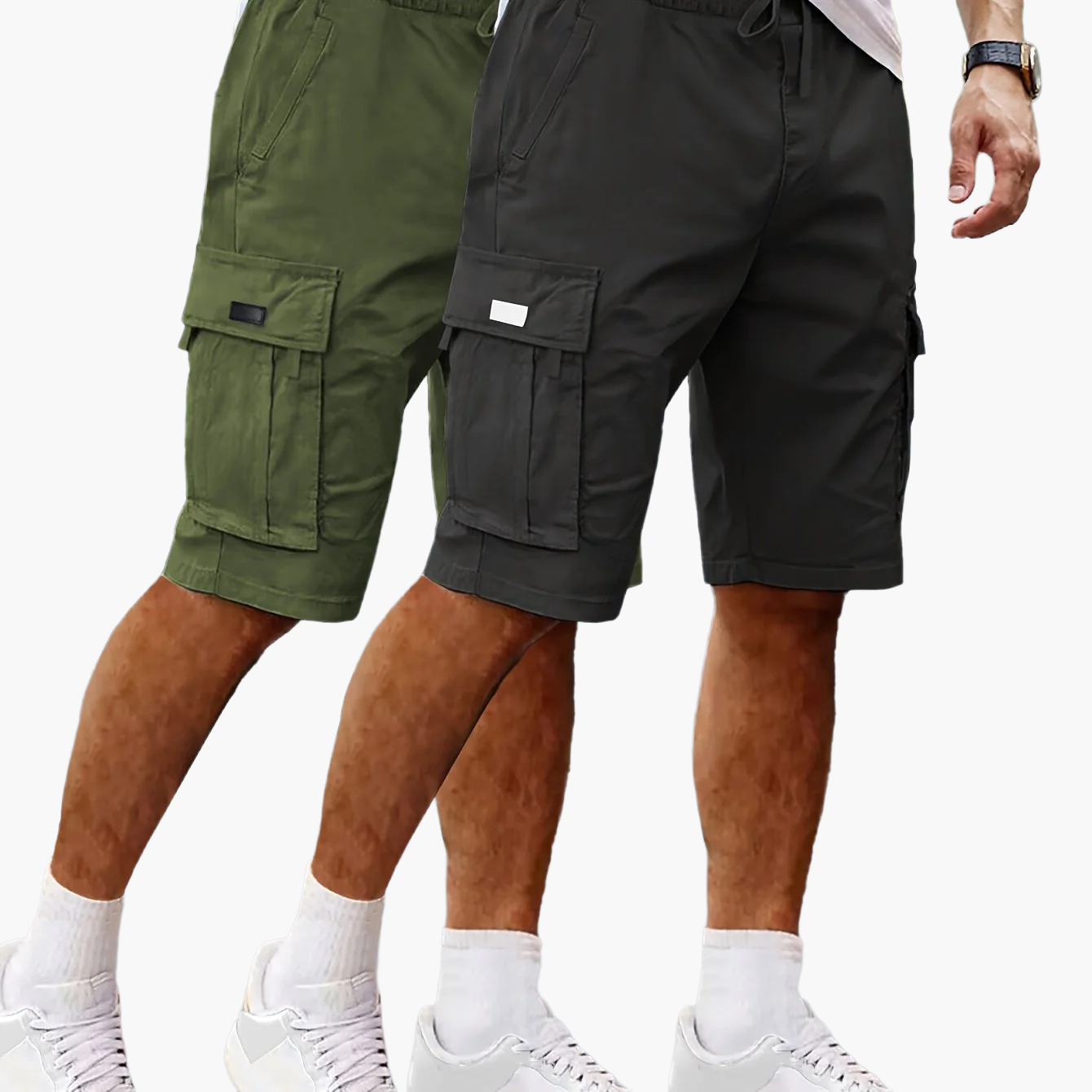 Men's Cargo Shorts 2-Pack – Casual Outdoor and Leisure Bermudas with Pockets