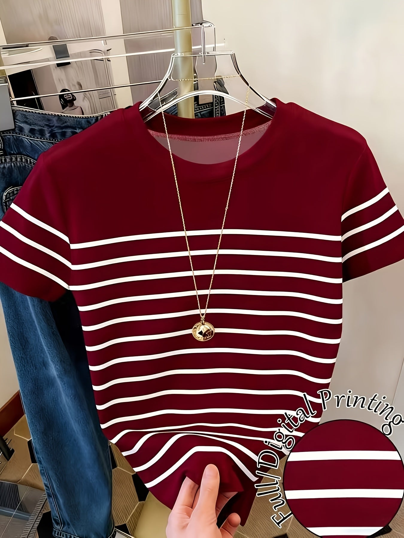 Women's striped T-shirt with ruching – Elegant casual style for summer