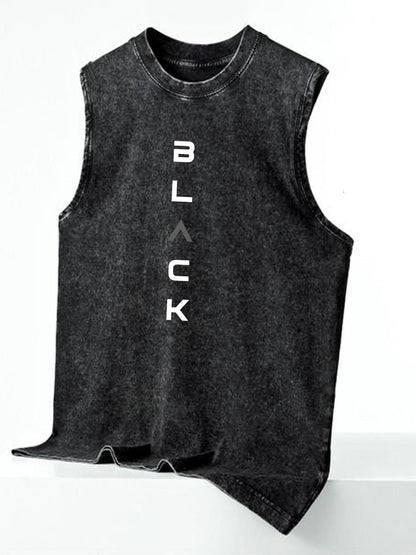 Men's streetwear sleeveless tank top with vertical graphic print – urban casual shirt