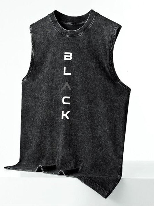 Men's streetwear sleeveless tank top with vertical graphic print – urban casual shirt