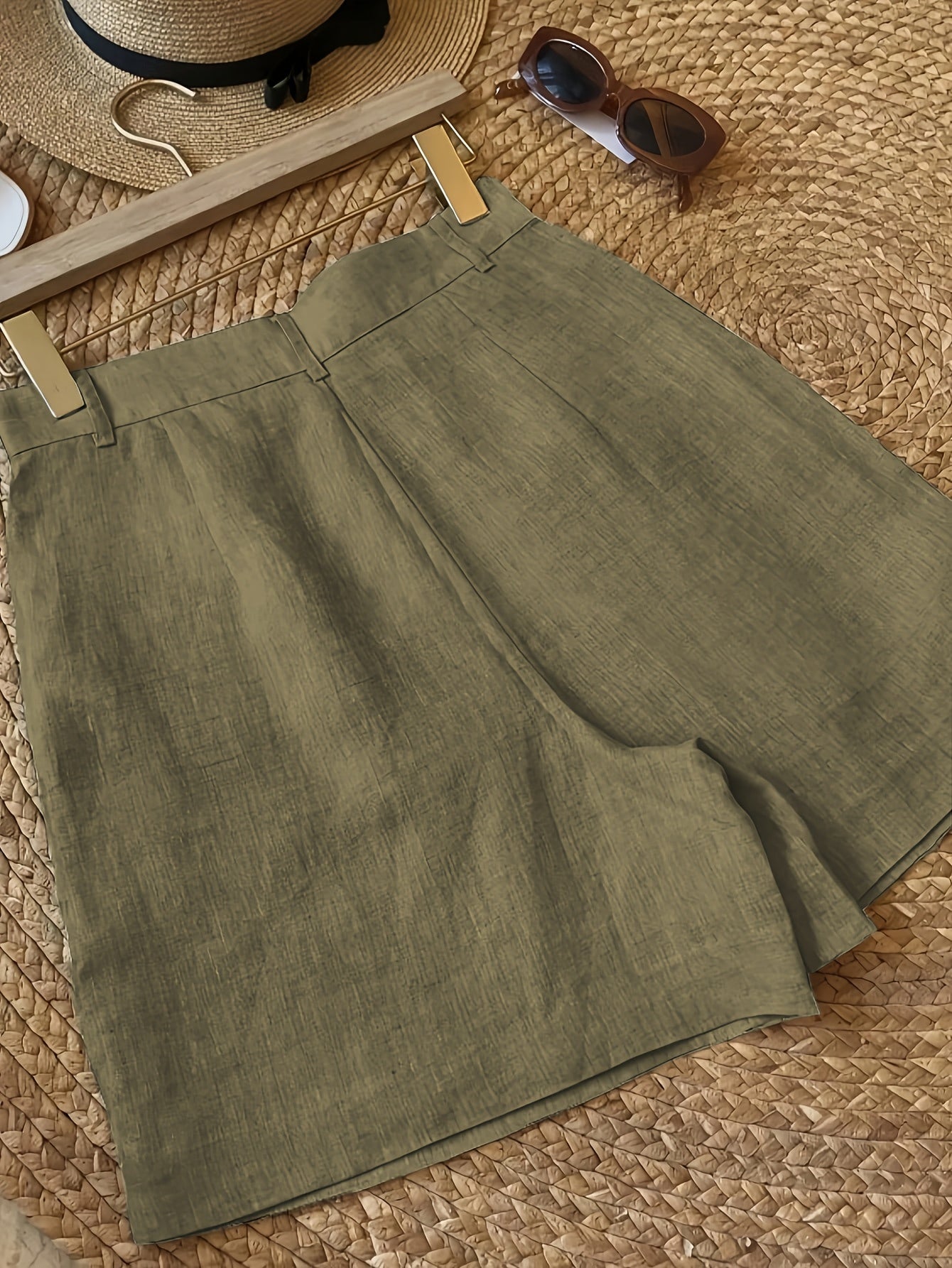 Women's Vintage High Waist Summer Shorts – Elegant Casual Pants with Pockets