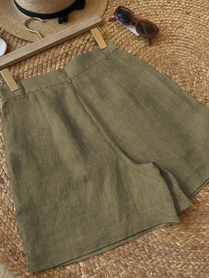 Women's Vintage High Waist Summer Shorts – Elegant Casual Pants with Pockets