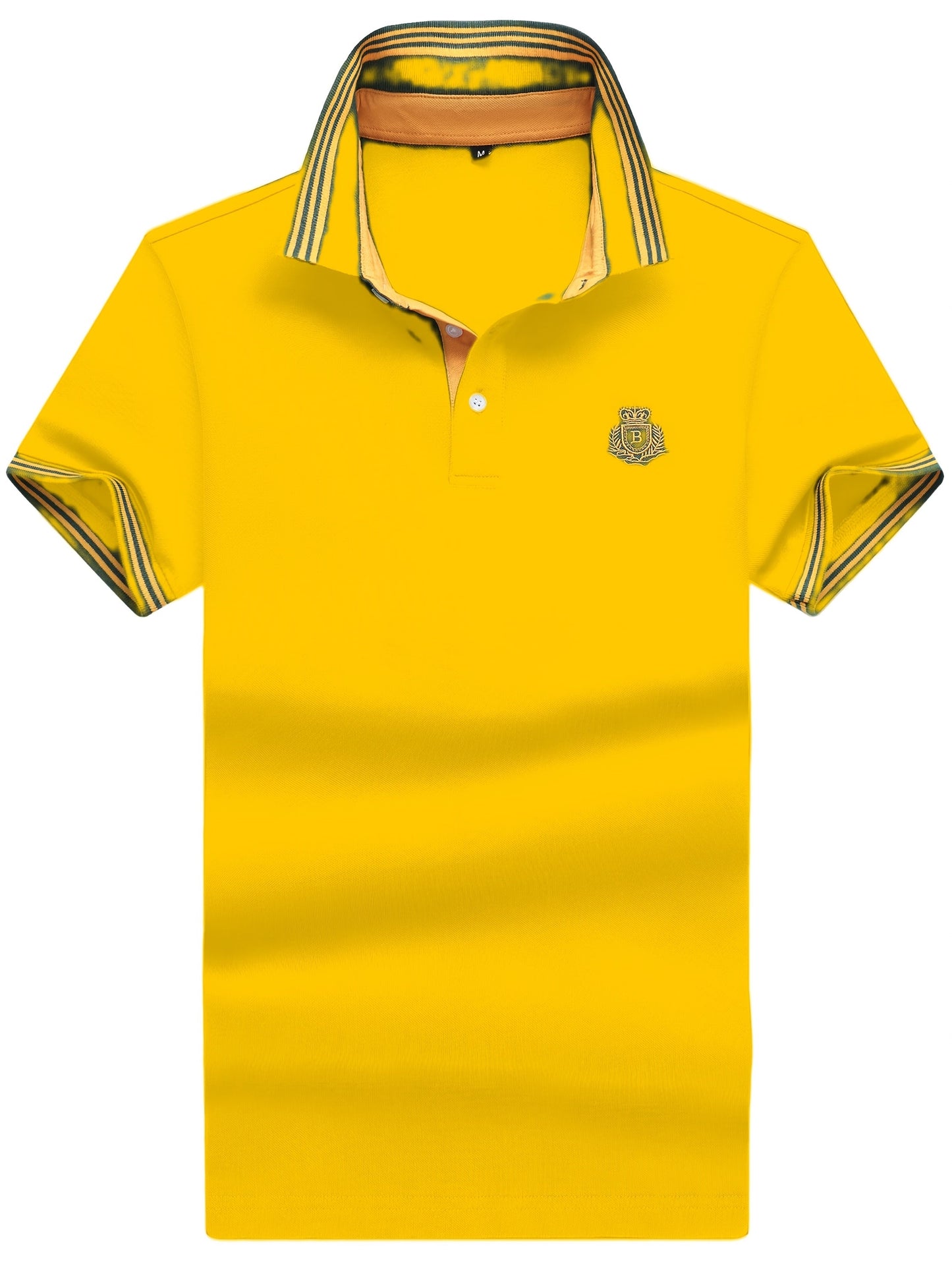 Men's Polo Shirt with Striped Collar and Embroidery – Sporty-Elegant Casual Style