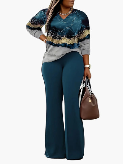 Women's Elegant Casual Outfit with Modern Print – Ideal for Everyday and Office Use