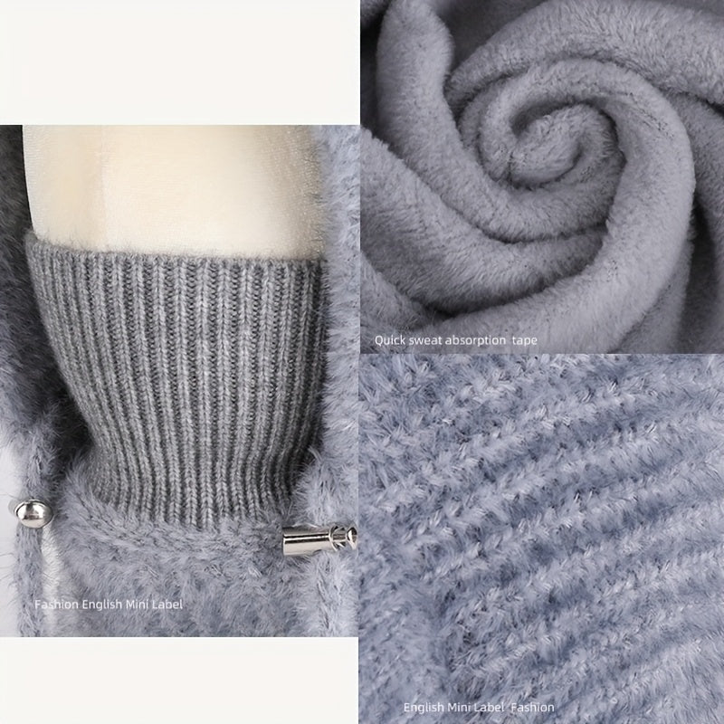 Gestrickte Balaclava-Mütze mit Ohren und integriertem Schal in Rippstrick