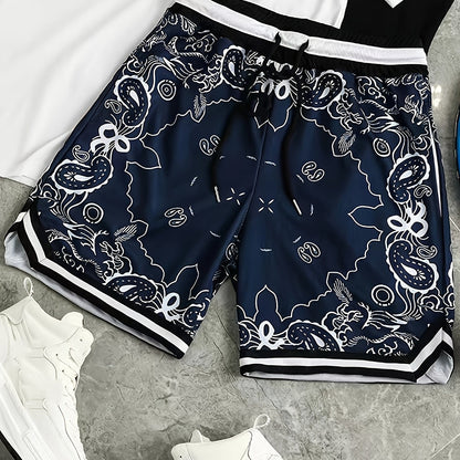 Herren Streetwear Basketball Shorts mit Paisley Print – Sportliche Freizeithose für Alltag & Training