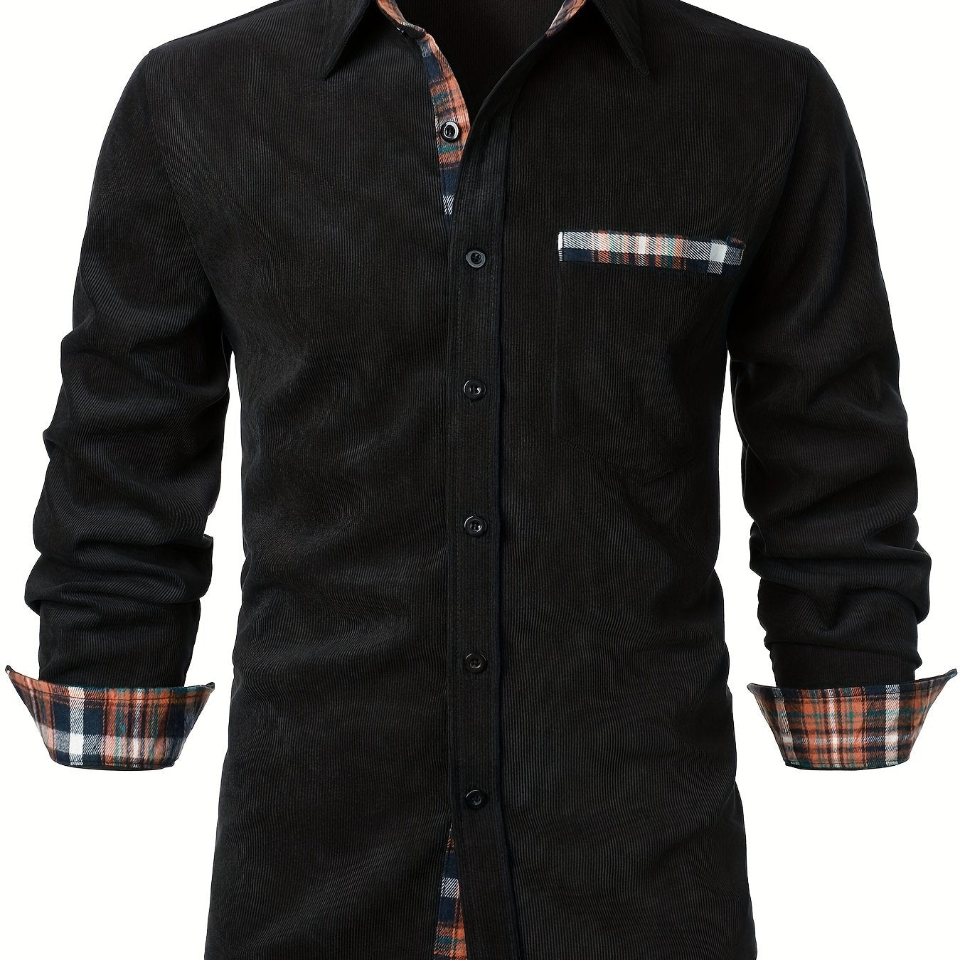 Men's Modern Fit Casual Shirt with Check Details – Stylish Long-Sleeve Shirt for Everyday and Office Wear