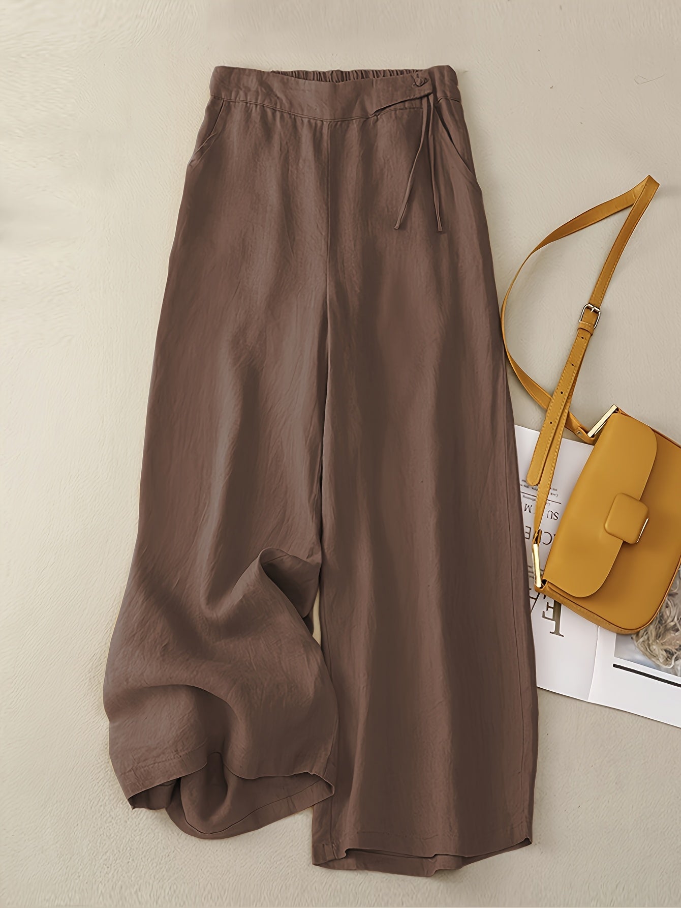 Women's Wide-Leg Casual Pants Elegant with Tie Belt – Perfect for Spring and Summer
