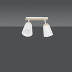 Plafondlamp staal en multiplex Scandinavisch Atlas wit, 2 spots met E27-fitting voor lage plafonds