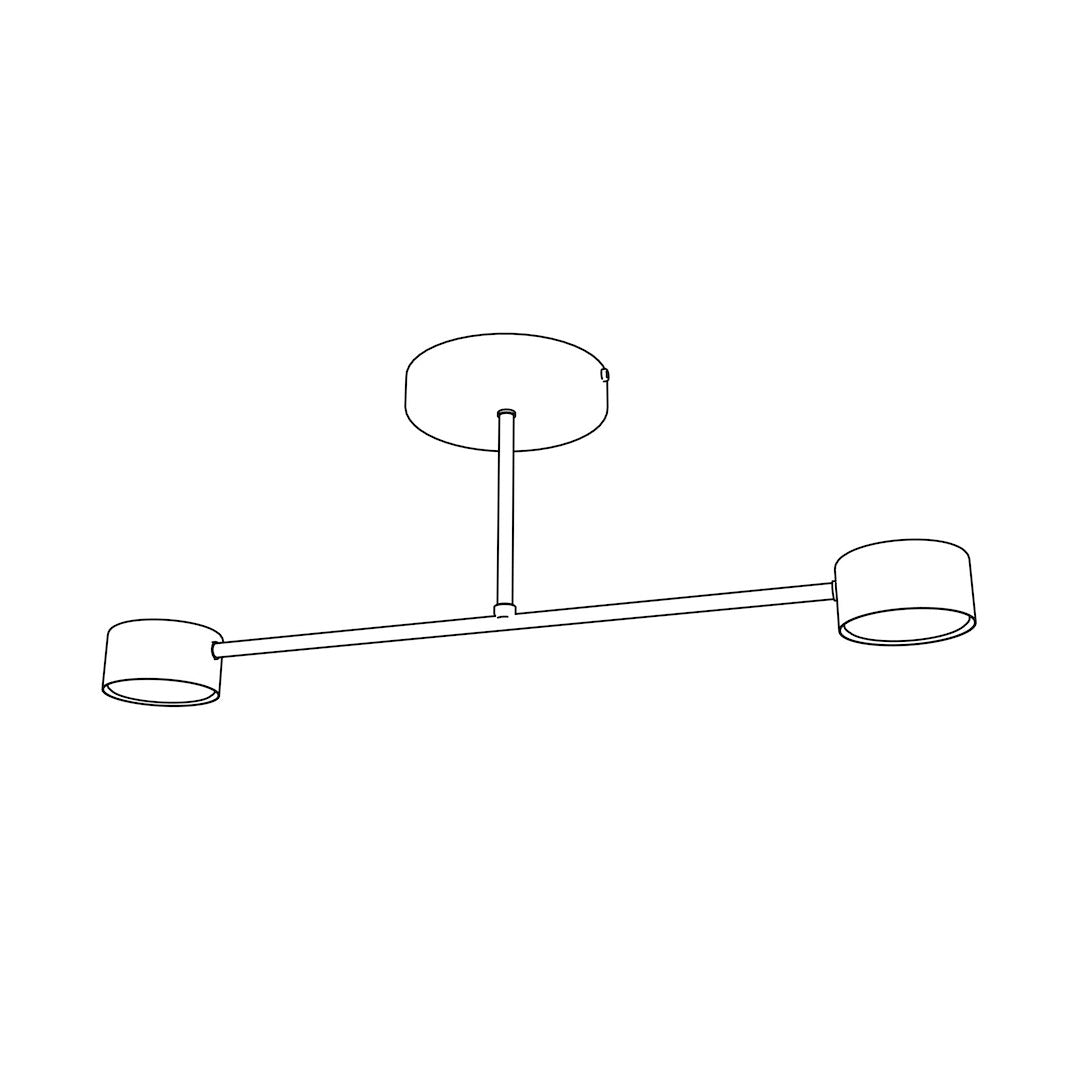 Plafondlamp gepoedercoat staal modern Halo bordeaux 60 cm, 2 lichtpunten voor woonkamer en slaapkamer