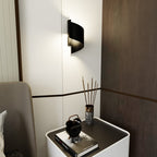 Wandlamp gepoedercoat staal Spiner, modern, zwart mat – 14 x 30 cm, voor trap, gang en woonkamer