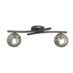Plafondlamp gepoedercoat staal en glas Opus modern, zwart met grafiet kappen, 2 lichts, E14