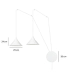 Hanglamp gepoedercoat staal Abramo, Scandinavisch, wit, met 2 fittingen E27, verstelbare hoogte