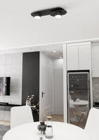 Plafondlamp gepoedercoat staal modern Stilo zwart, 2 lichtpunten, voor woonkamer, eetkamer of kantoor