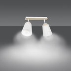 Plafondlamp staal en multiplex Scandinavisch Atlas wit, 2 spots met E27-fitting voor lage plafonds