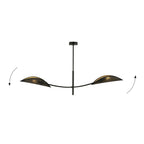 Plafondlamp Lotus gepoedercoat staal, modern, zwart met goud, 2 lichtpunten, 103 x 60 cm, woonkamer en slaapkamer
