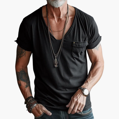 Men's V-neck Shirt with Chest Pocket – Modern Casual and Street Style Look