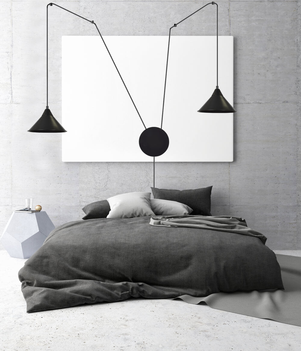 Hanglamp gepoedercoat staal Abramo 2 lichts, Scandinavisch, mat zwart, met 2 E27-fittingen