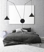 Hanglamp gepoedercoat staal Abramo 2 lichts, Scandinavisch, mat zwart, met 2 E27-fittingen